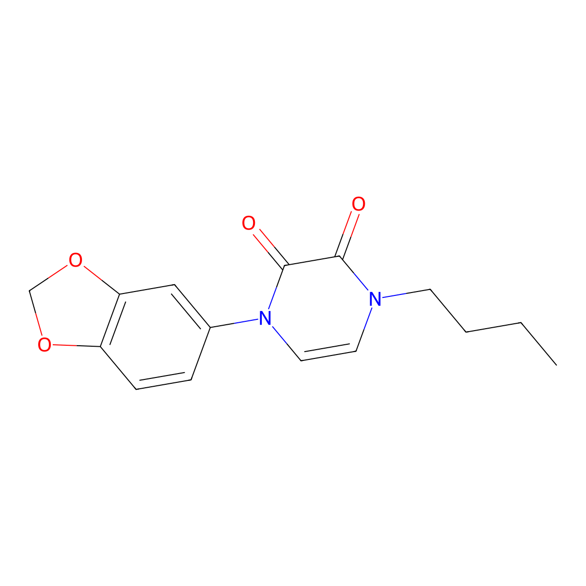 1-(2H-1,3-benzodioxol-5-yl)-4-butyl-1,2,3,4-tetrahydropyrazine-2,3-dione molecular structure, CAS 2741958-15-4