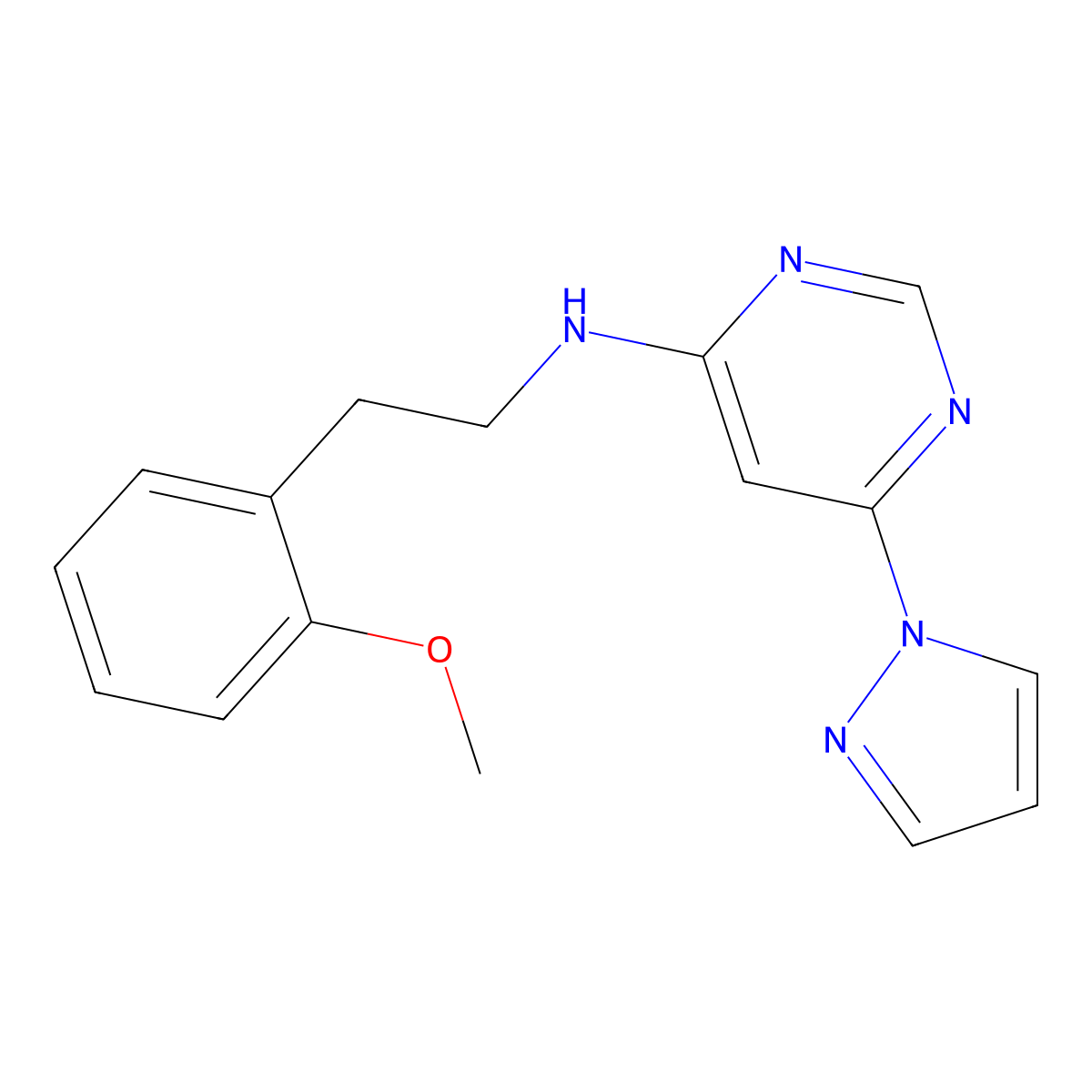N-[2-(2-methoxyphenyl)ethyl]-6-(1H-pyrazol-1-yl)pyrimidin-4-amine molecular structure, CAS 2741958-19-8