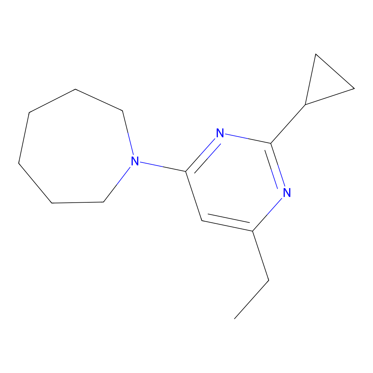 1-(2-Cyclopropyl-6-ethylpyrimidin-4-yl)azepane molecular structure, CAS 2741958-23-4