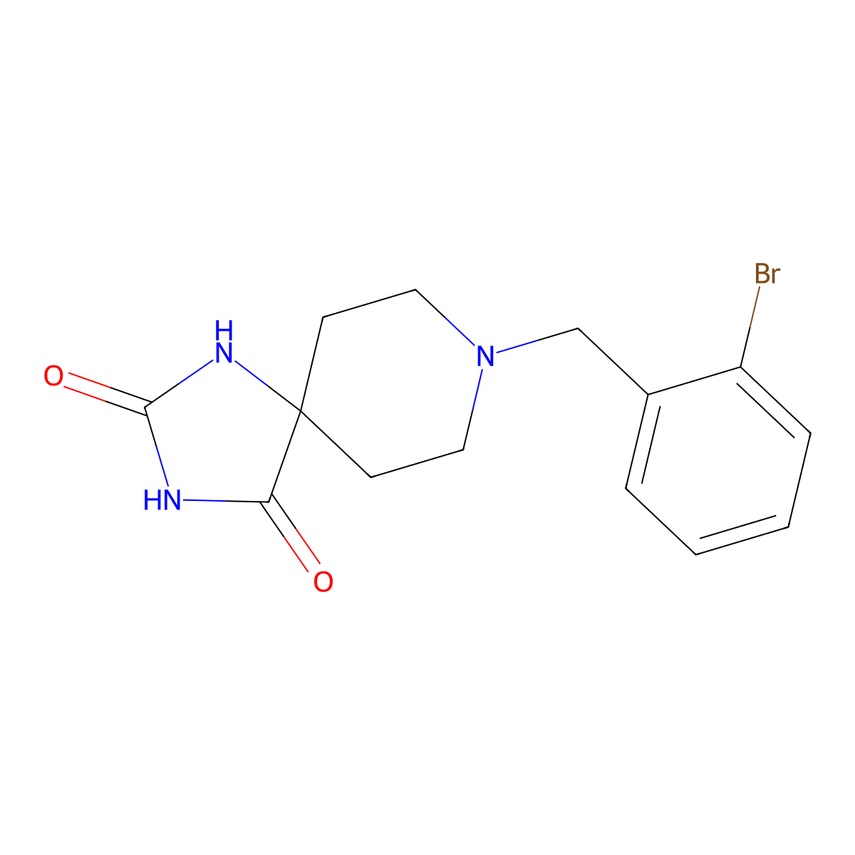 8-[(2-Bromophenyl)methyl]-1,3,8-triazaspiro[4.5]decane-2,4-dione molecular structure, CAS 2741958-27-8