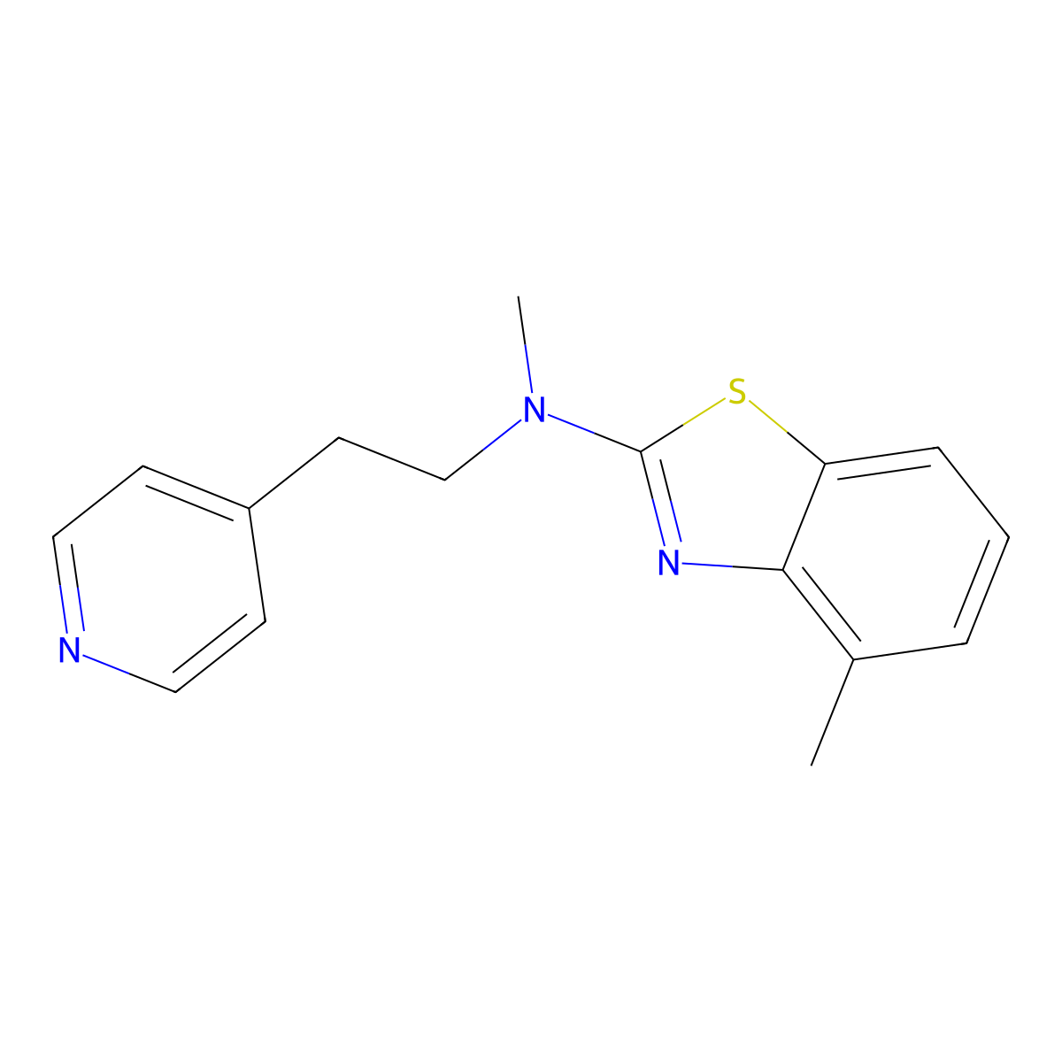 N,4-dimethyl-N-[2-(pyridin-4-yl)ethyl]-1,3-benzothiazol-2-amine molecular structure, CAS 2741958-31-4