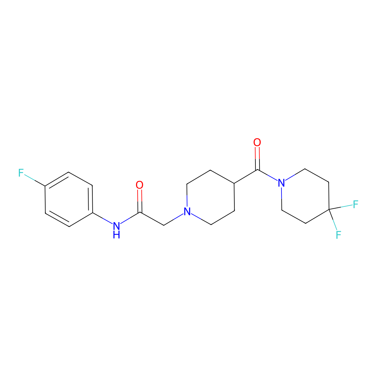 2-[4-(4,4-difluoropiperidine-1-carbonyl)piperidin-1-yl]-N-(4-fluorophenyl)acetamide molecular structure, CAS 2741958-33-6