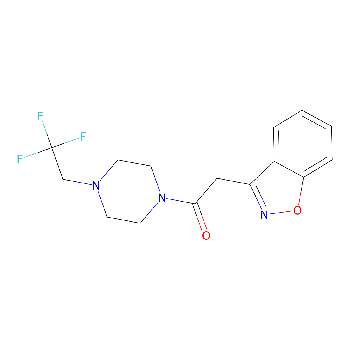 2-(1,2-Benzoxazol-3-yl)-1-[4-(2,2,2-trifluoroethyl)piperazin-1-yl]ethan-1-one molecular structure, CAS 2741958-35-8
