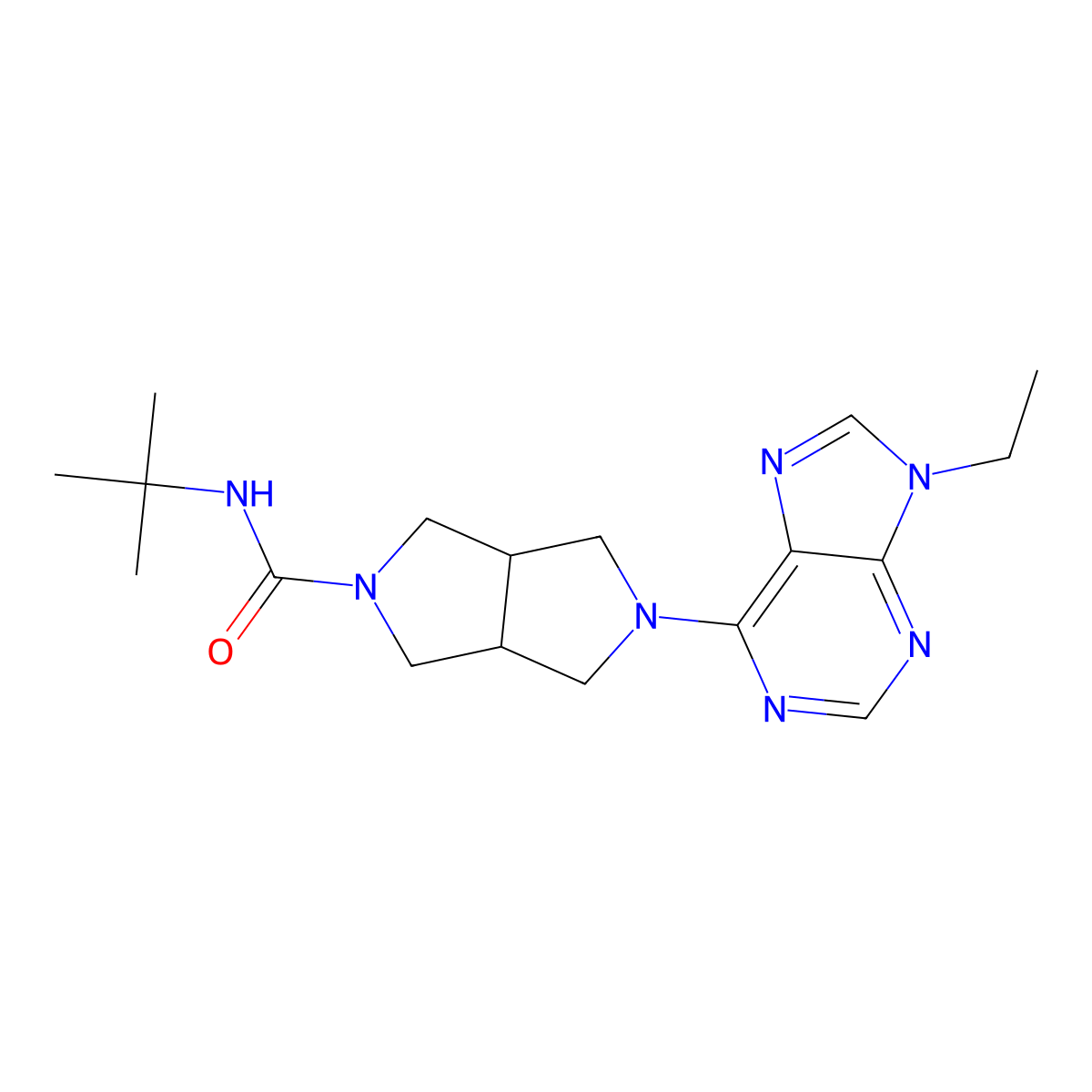N-tert-butyl-5-(9-ethyl-9H-purin-6-yl)-octahydropyrrolo[3,4-c]pyrrole-2-carboxamide molecular structure, CAS 2741958-36-9