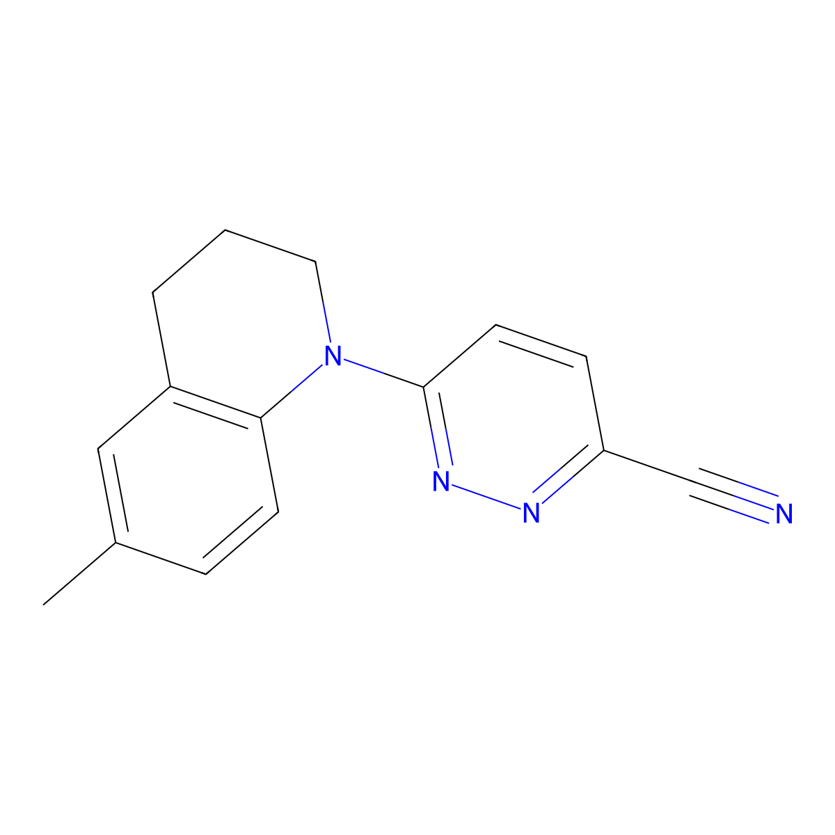 6-(6-Methyl-1,2,3,4-tetrahydroquinolin-1-yl)pyridazine-3-carbonitrile molecular structure, CAS 2741958-45-0