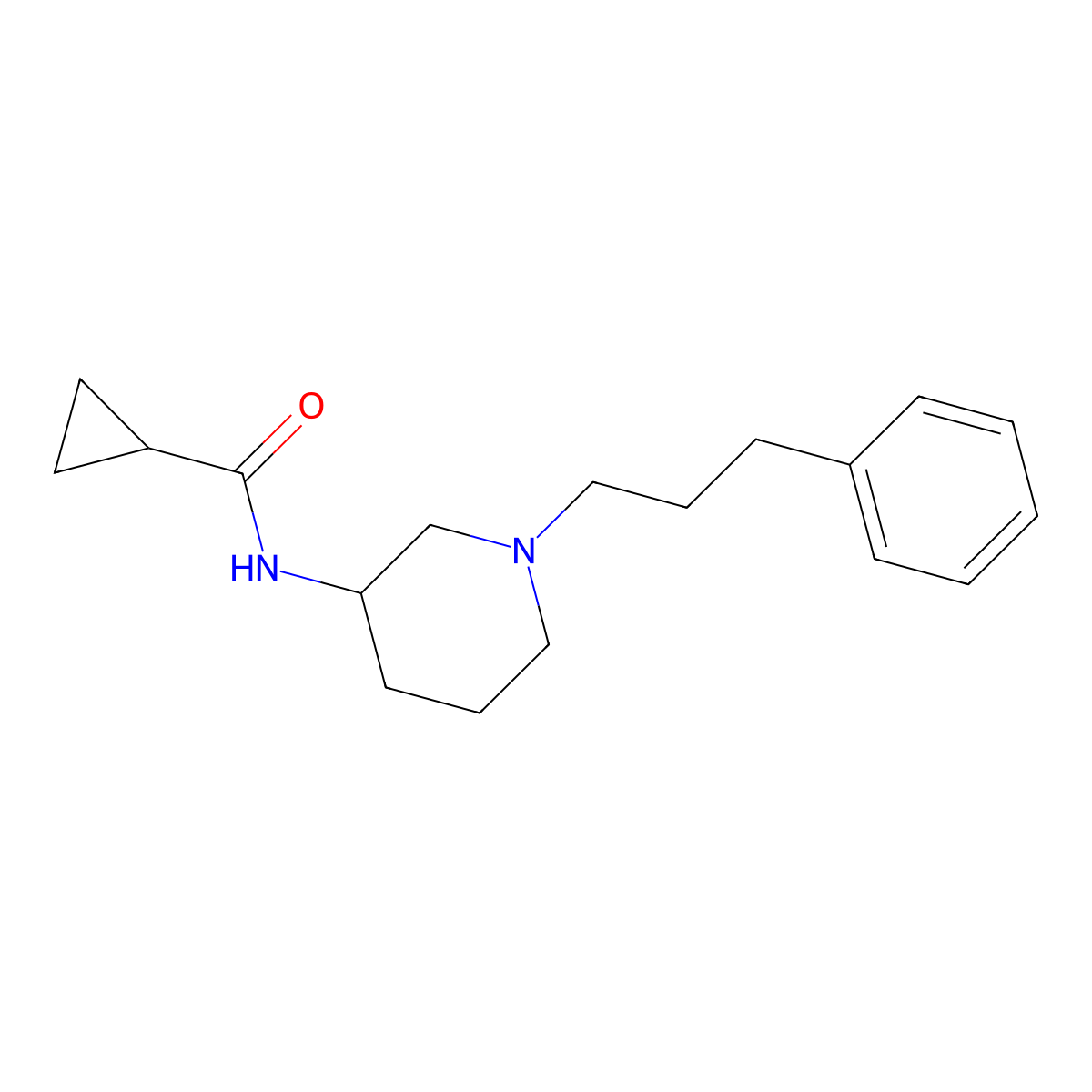 N-[1-(3-phenylpropyl)piperidin-3-yl]cyclopropanecarboxamide molecular structure, CAS 2741958-46-1