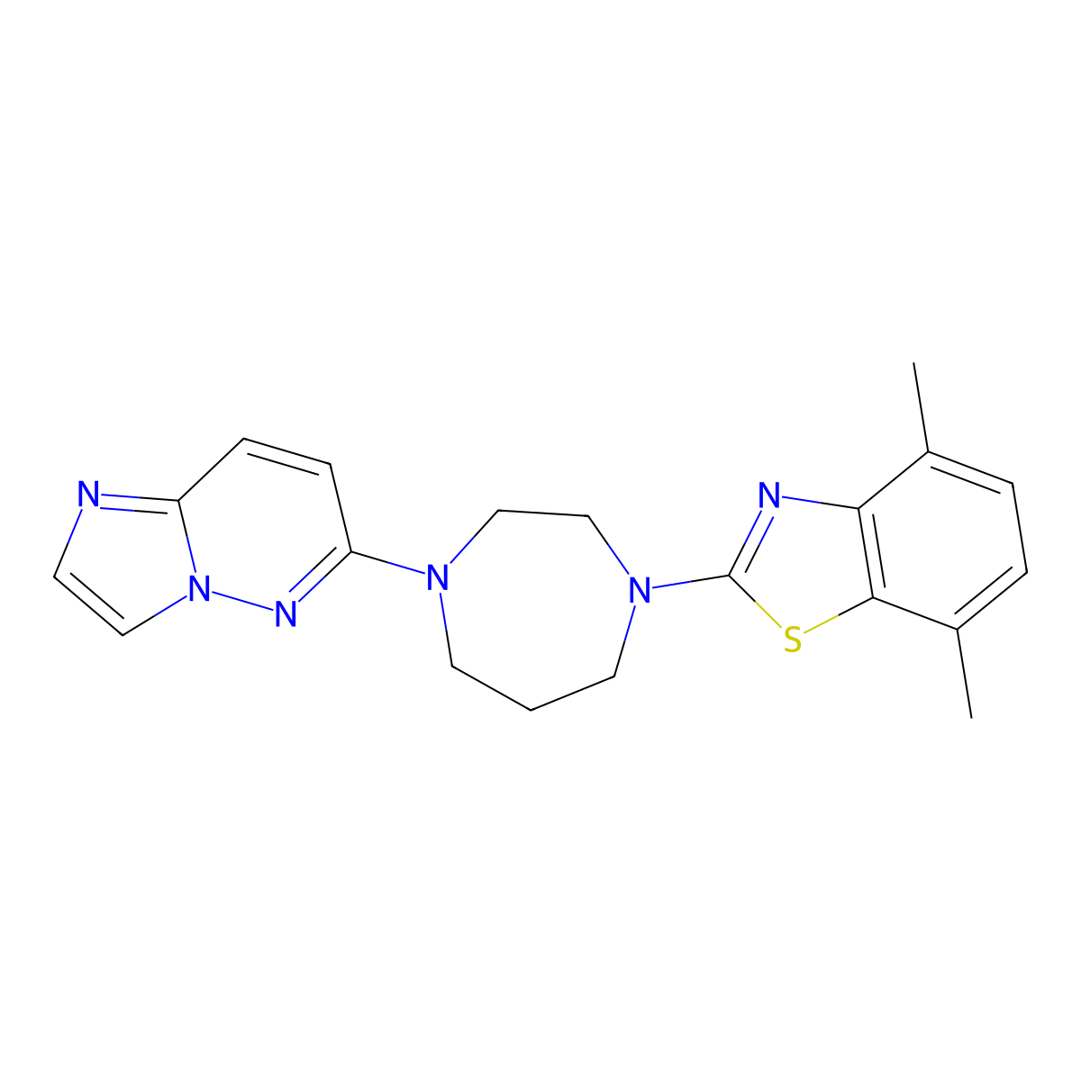 2-(4-{Imidazo[1,2-b]pyridazin-6-yl}-1,4-diazepan-1-yl)-4,7-dimethyl-1,3-benzothiazole molecular structure, CAS 2741958-53-0