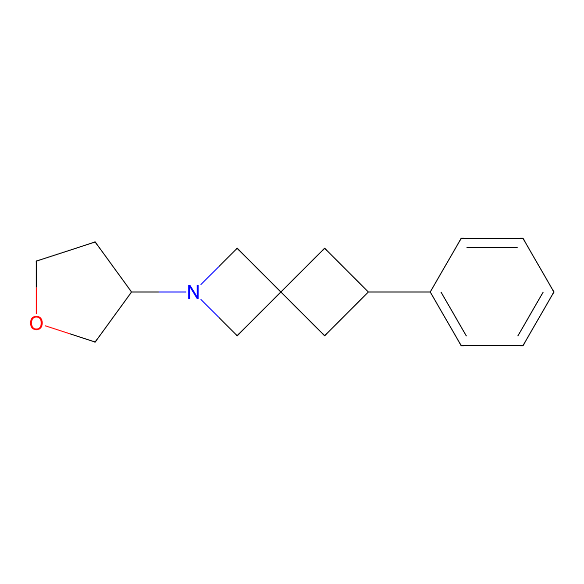 2-(Oxolan-3-yl)-6-phenyl-2-azaspiro[3.3]heptane molecular structure, CAS 2741958-56-3