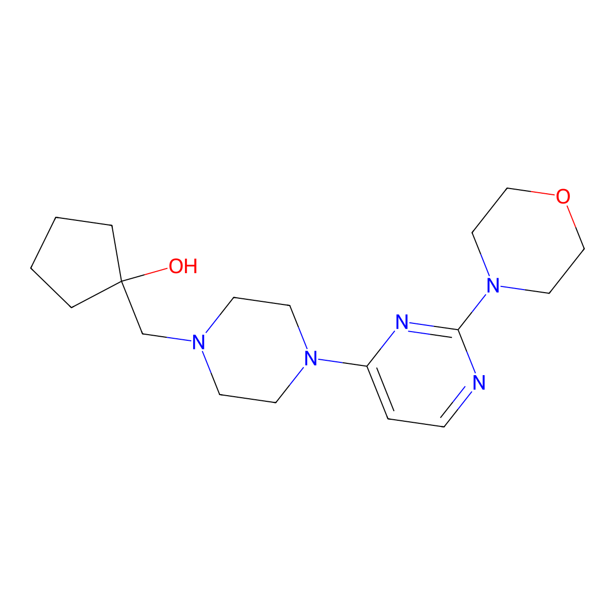 1-({4-[2-(Morpholin-4-yl)pyrimidin-4-yl]piperazin-1-yl}methyl)cyclopentan-1-ol molecular structure, CAS 2741958-63-2