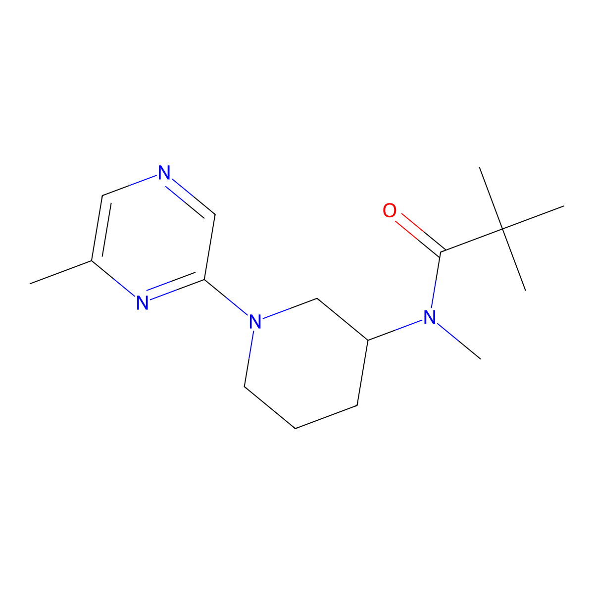 N,2,2-trimethyl-N-[1-(6-methylpyrazin-2-yl)piperidin-3-yl]propanamide molecular structure, CAS 2741958-71-2