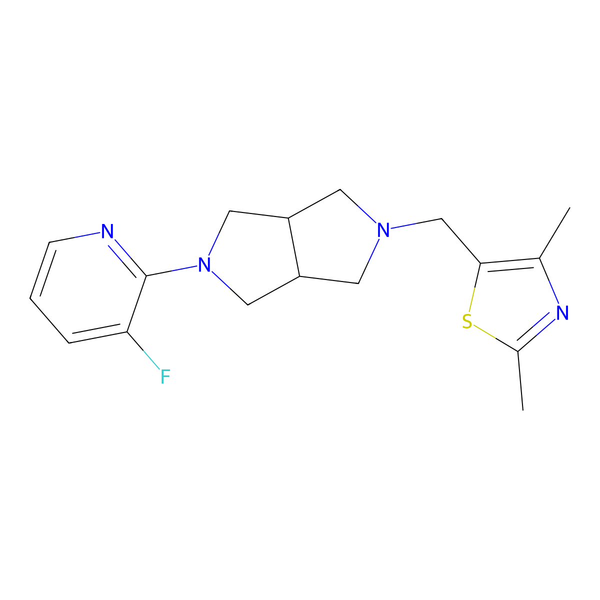 2-{5-[(2,4-Dimethyl-1,3-thiazol-5-yl)methyl]-octahydropyrrolo[3,4-c]pyrrol-2-yl}-3-fluoropyridine molecular structure, CAS 2741958-74-5