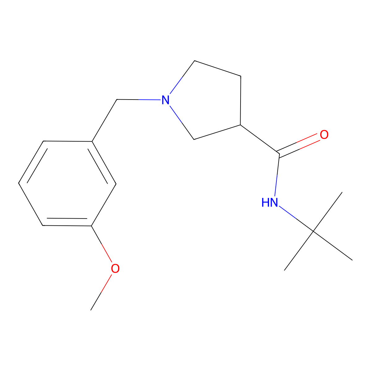 N-tert-butyl-1-[(3-methoxyphenyl)methyl]pyrrolidine-3-carboxamide molecular structure, CAS 2741958-78-9