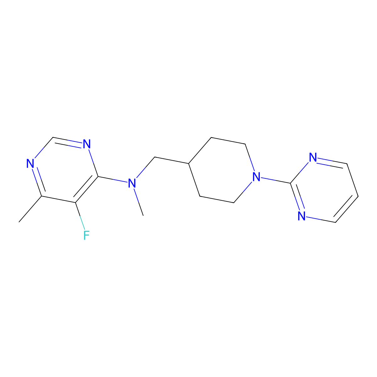5-fluoro-N,6-dimethyl-N-{[1-(pyrimidin-2-yl)piperidin-4-yl]methyl}pyrimidin-4-amine molecular structure, CAS 2741958-90-5
