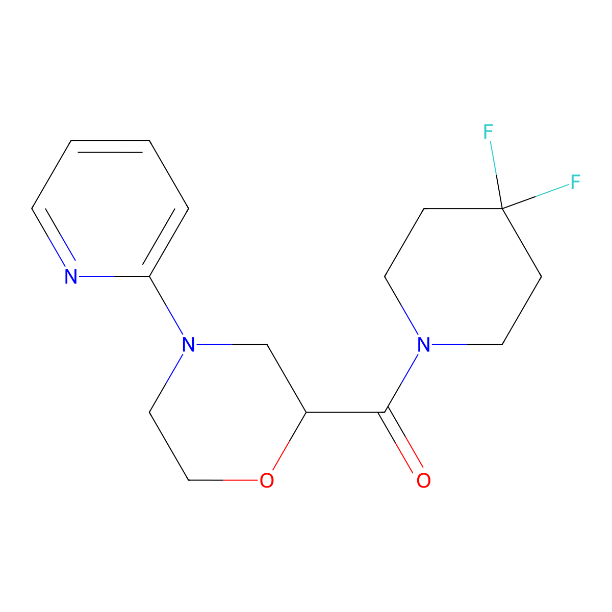 2-(4,4-Difluoropiperidine-1-carbonyl)-4-(pyridin-2-yl)morpholine molecular structure, CAS 2742005-67-8