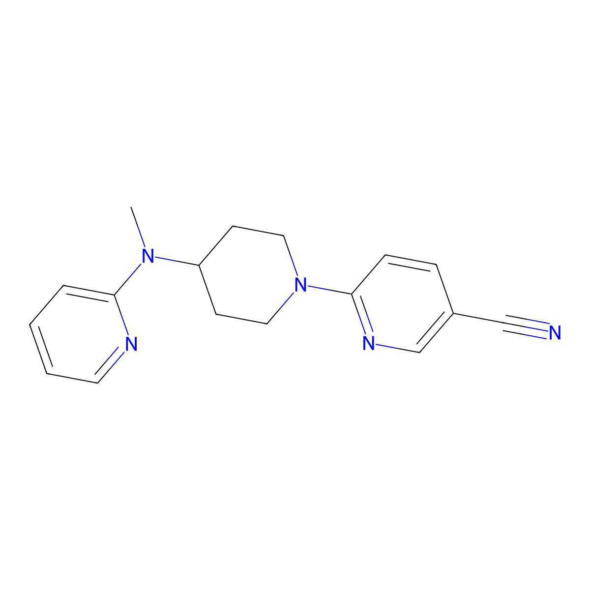 6-{4-[Methyl(pyridin-2-yl)amino]piperidin-1-yl}pyridine-3-carbonitrile molecular structure, CAS 2742005-71-4