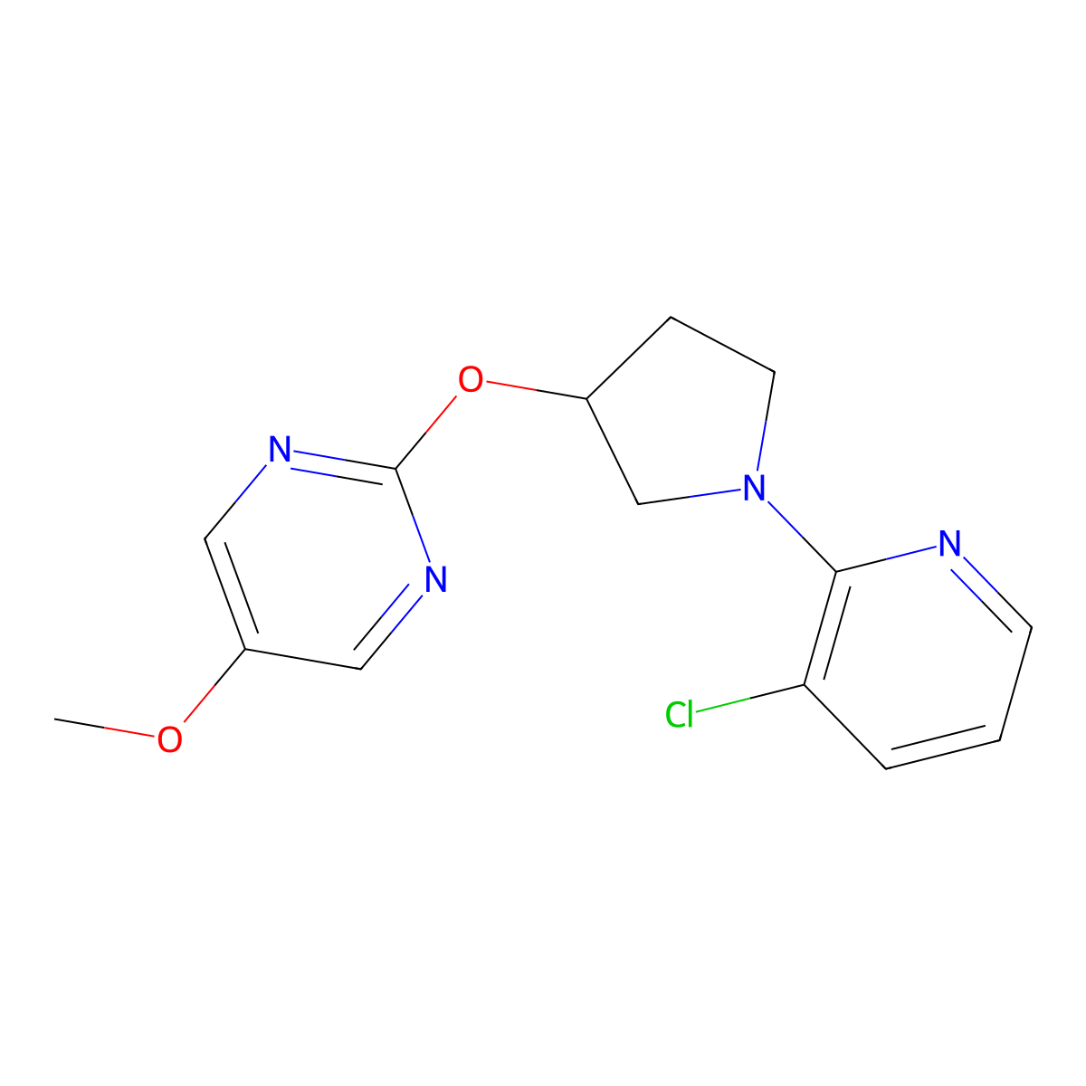 2-{[1-(3-Chloropyridin-2-yl)pyrrolidin-3-yl]oxy}-5-methoxypyrimidine molecular structure, CAS 2742005-72-5