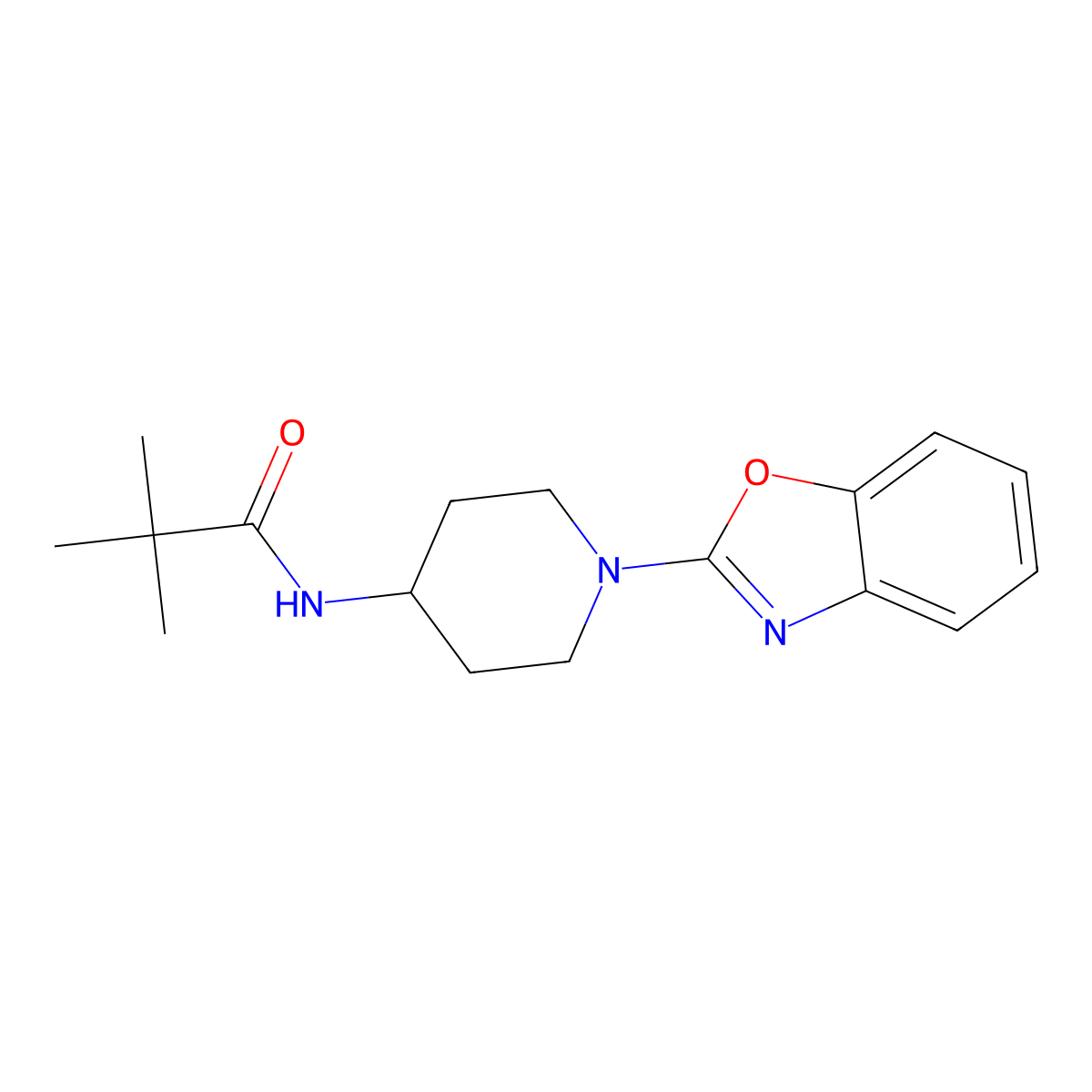 N-[1-(1,3-benzoxazol-2-yl)piperidin-4-yl]-2,2-dimethylpropanamide molecular structure, CAS 2742005-74-7