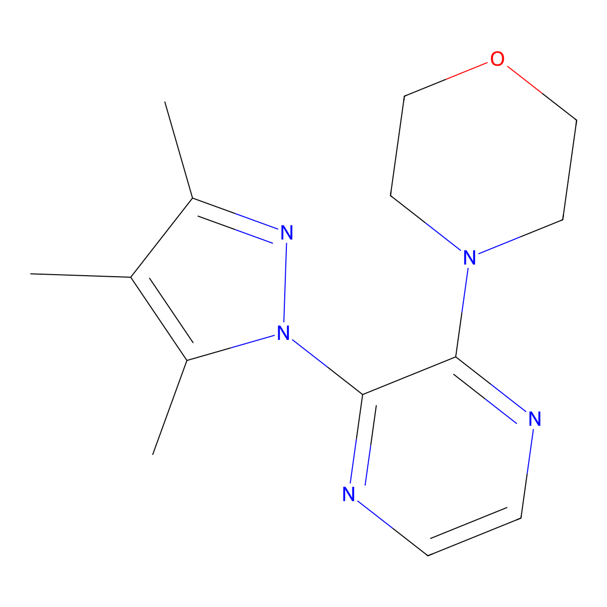 4-[3-(3,4,5-trimethyl-1H-pyrazol-1-yl)pyrazin-2-yl]morpholine molecular structure, CAS 2742005-78-1