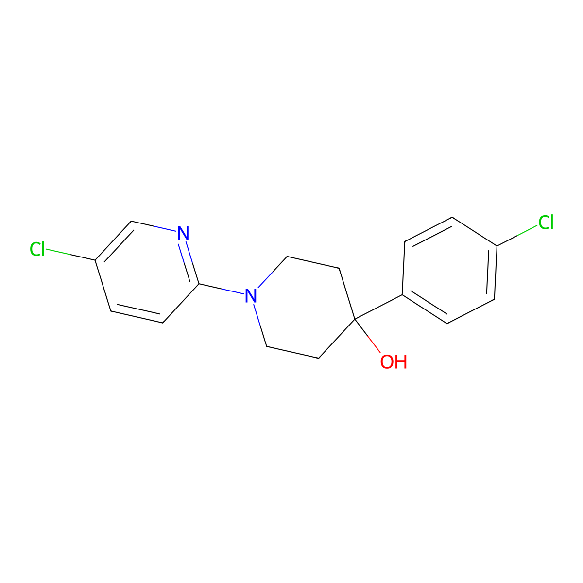 4-(4-Chlorophenyl)-1-(5-chloropyridin-2-yl)piperidin-4-ol molecular structure, CAS 2742005-81-6