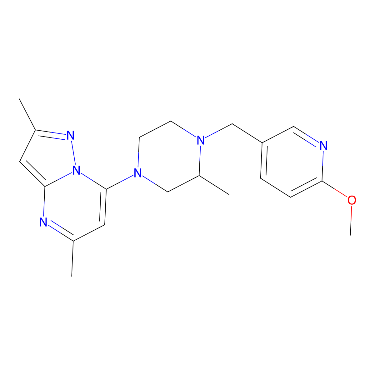 4-{2,5-Dimethylpyrazolo[1,5-a]pyrimidin-7-yl}-1-[(6-methoxypyridin-3-yl)methyl]-2-methylpiperazine molecular structure, CAS 2742005-82-7