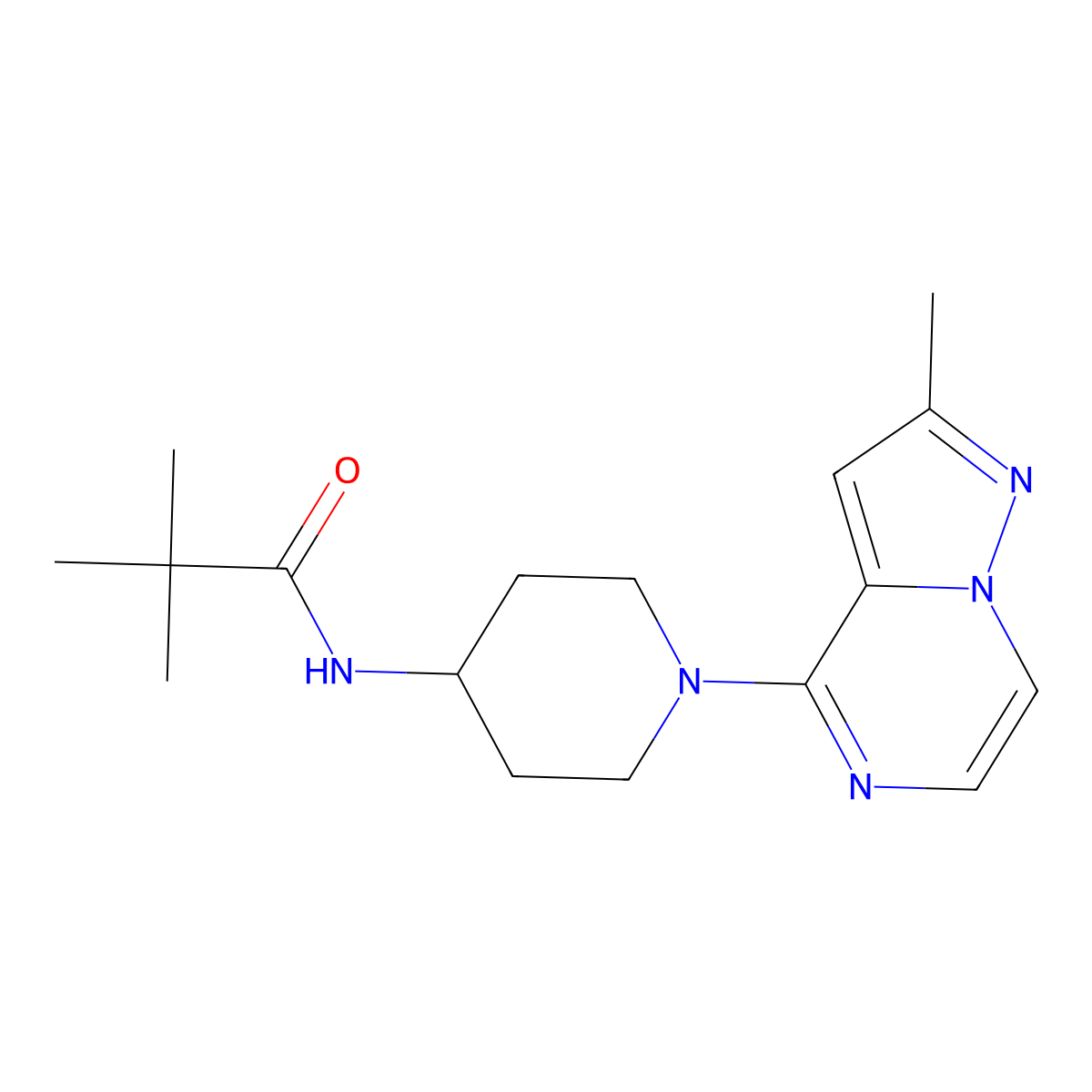 2,2-dimethyl-N-(1-{2-methylpyrazolo[1,5-a]pyrazin-4-yl}piperidin-4-yl)propanamide molecular structure, CAS 2742005-85-0