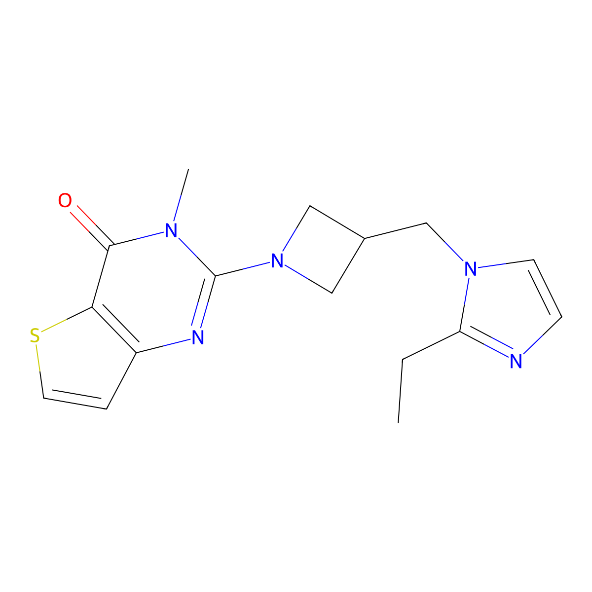 2-[3-[(2-Ethylimidazol-1-yl)methyl]azetidin-1-yl]-3-methylthieno[3,2-d]pyrimidin-4-one molecular structure, CAS 2742005-99-6