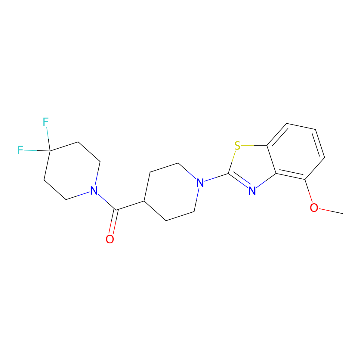 2-[4-(4,4-Difluoropiperidine-1-carbonyl)piperidin-1-yl]-4-methoxy-1,3-benzothiazole molecular structure, CAS 2742006-00-2