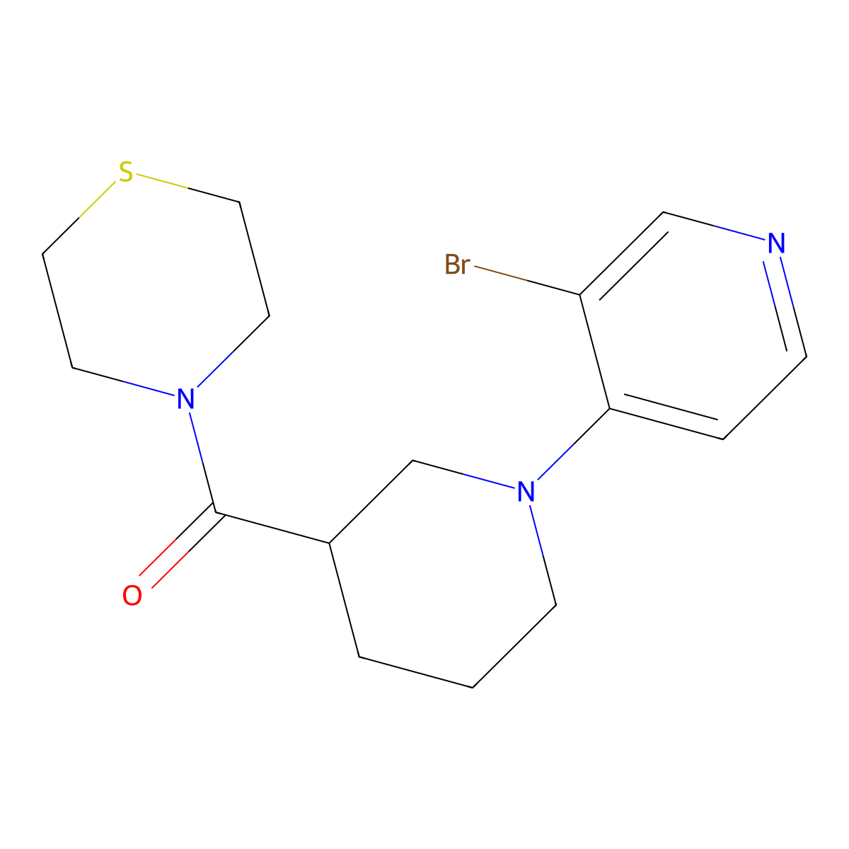 4-[1-(3-Bromopyridin-4-yl)piperidine-3-carbonyl]thiomorpholine molecular structure, CAS 2742006-10-4
