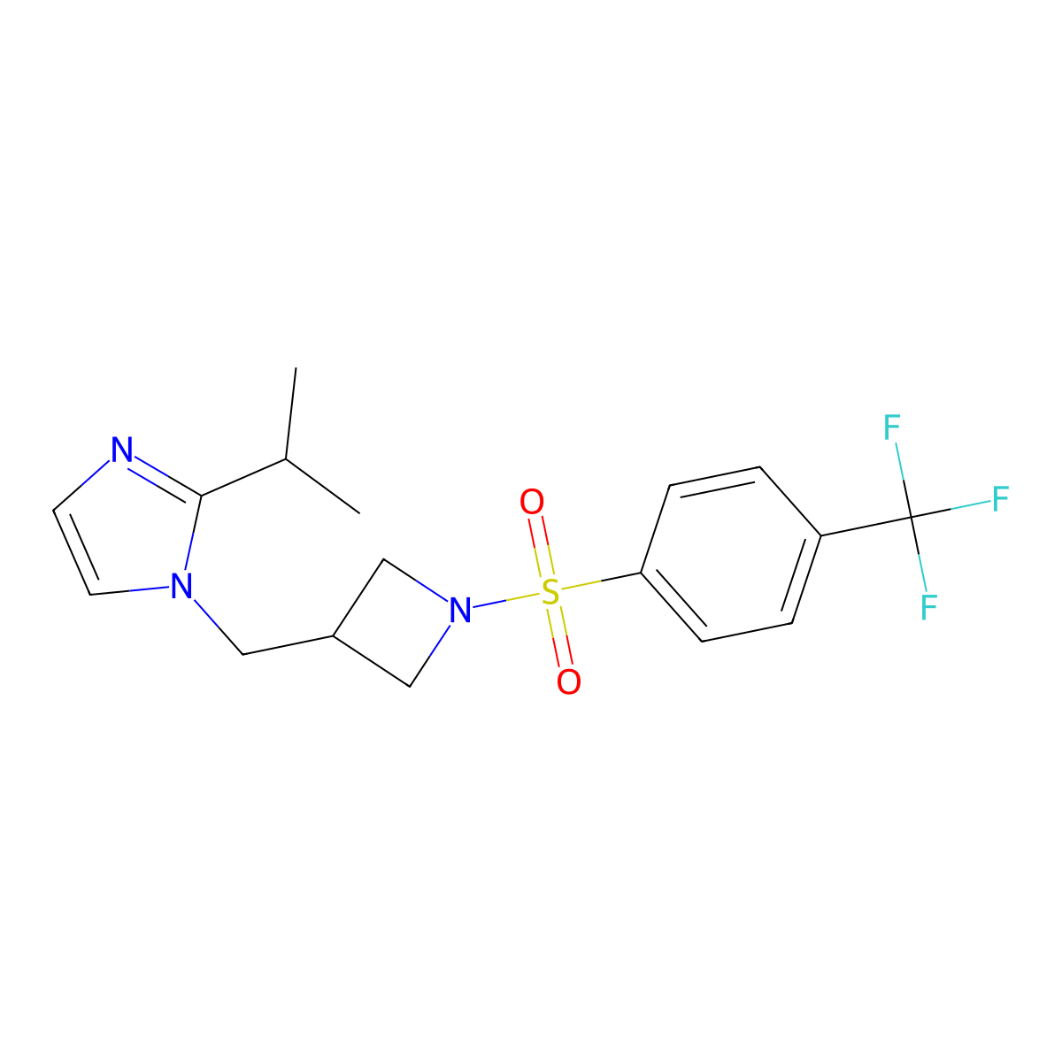 2-(propan-2-yl)-1-({1-[4-(trifluoromethyl)benzenesulfonyl]azetidin-3-yl}methyl)-1H-imidazole molecular structure, CAS 2742006-16-0