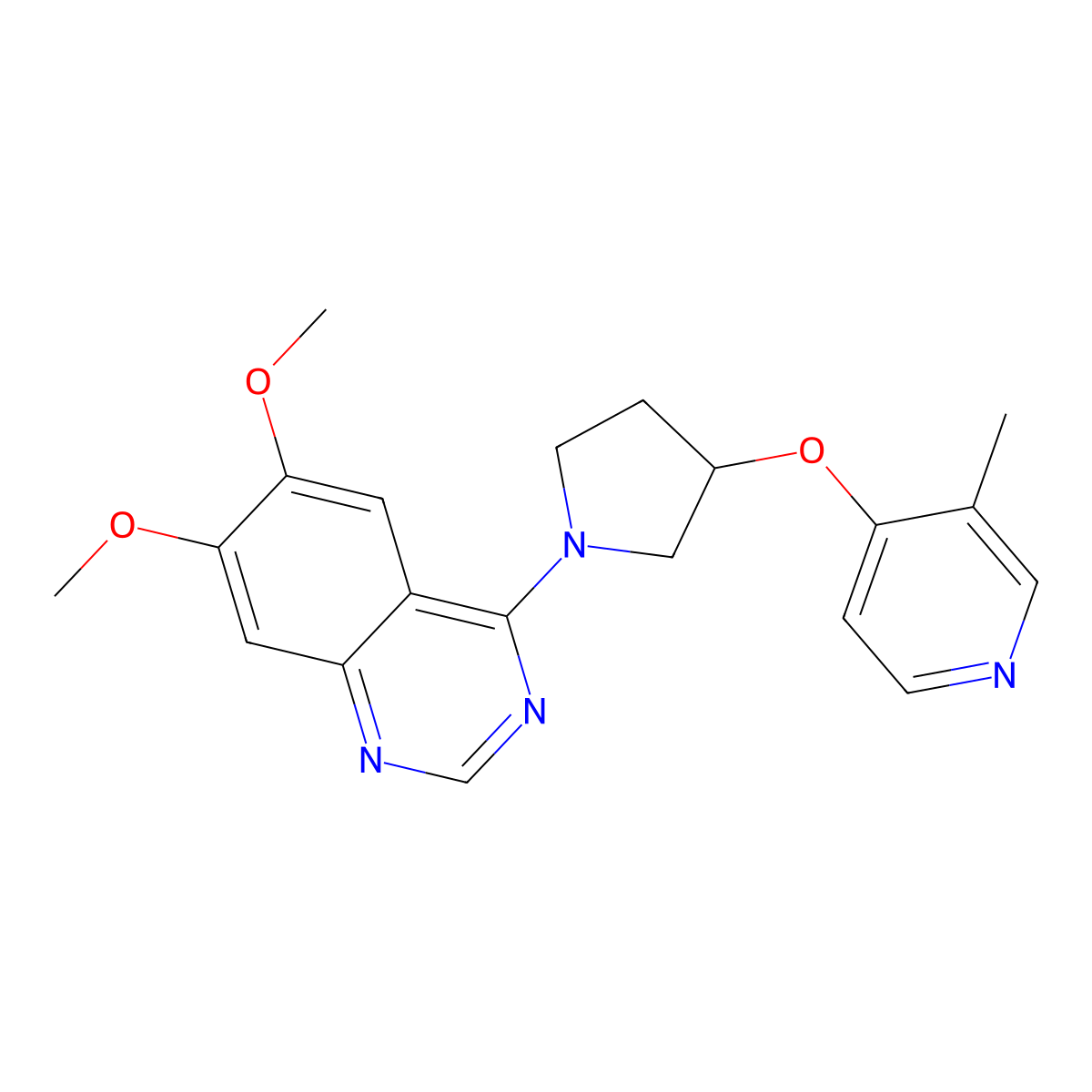 6,7-Dimethoxy-4-{3-[(3-methylpyridin-4-yl)oxy]pyrrolidin-1-yl}quinazoline molecular structure, CAS 2742006-18-2