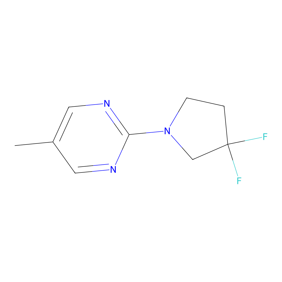 2-(3,3-Difluoropyrrolidin-1-yl)-5-methylpyrimidine molecular structure, CAS 2742006-31-9