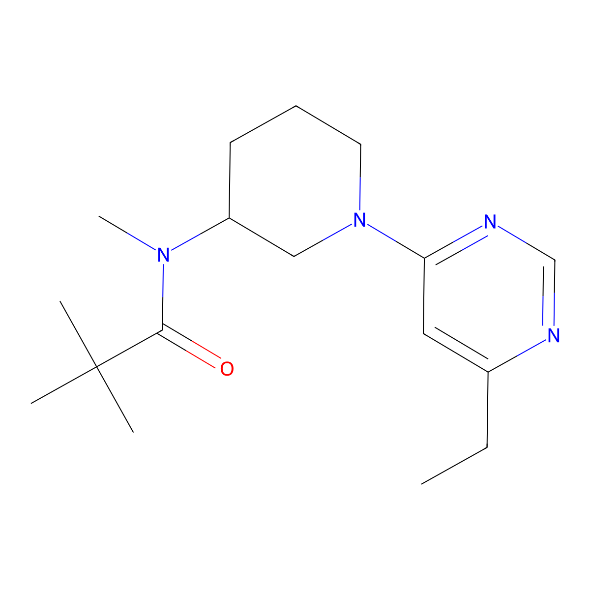 N-[1-(6-ethylpyrimidin-4-yl)piperidin-3-yl]-N,2,2-trimethylpropanamide molecular structure, CAS 2742006-37-5