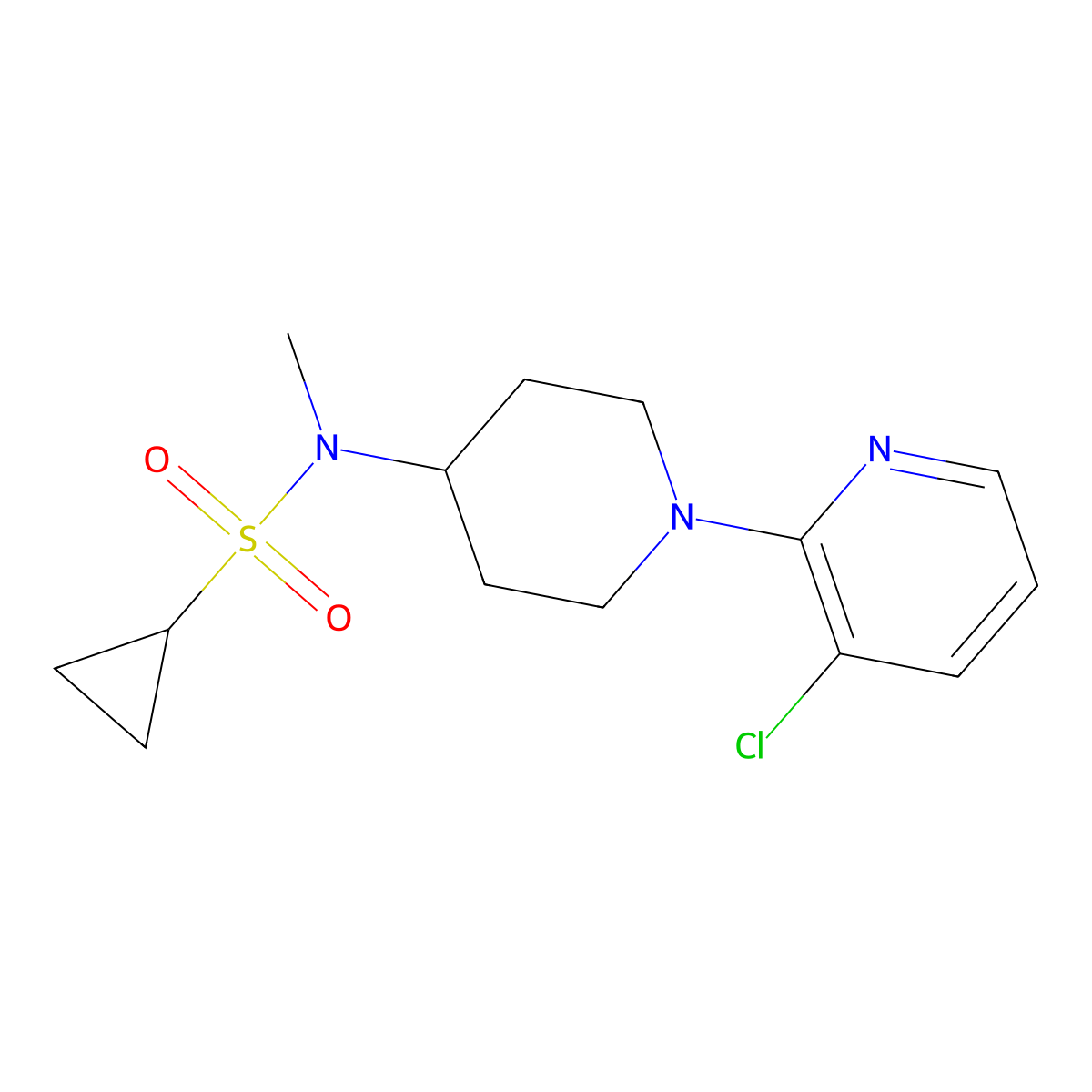 N-[1-(3-chloropyridin-2-yl)piperidin-4-yl]-N-methylcyclopropanesulfonamide molecular structure, CAS 2742006-41-1