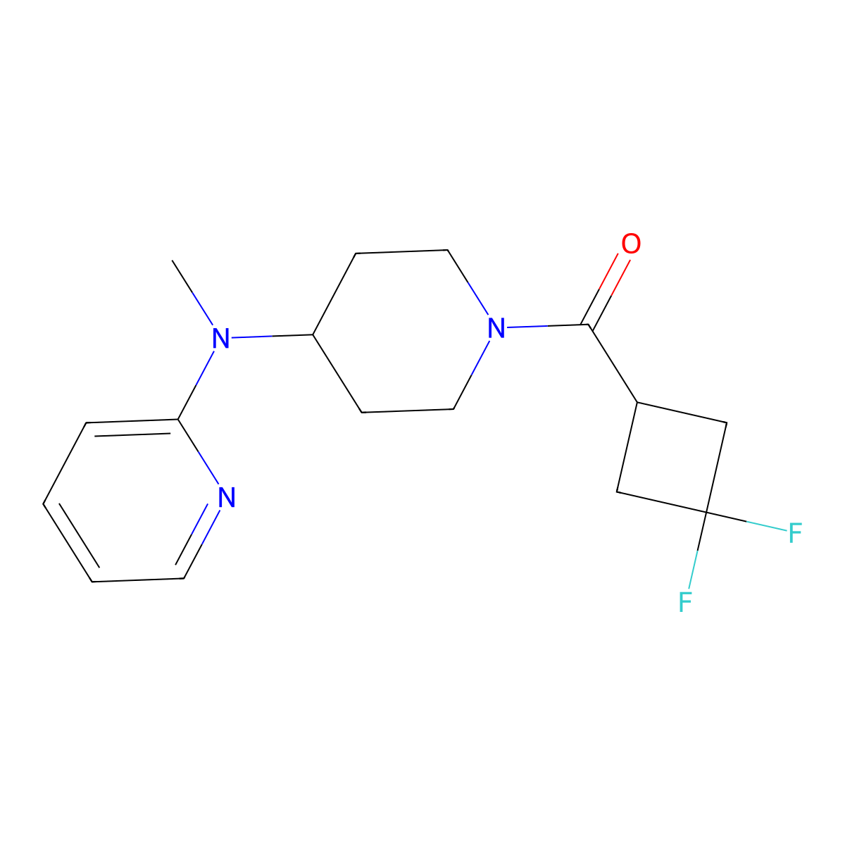 N-[1-(3,3-difluorocyclobutanecarbonyl)piperidin-4-yl]-N-methylpyridin-2-amine molecular structure, CAS 2742006-44-4