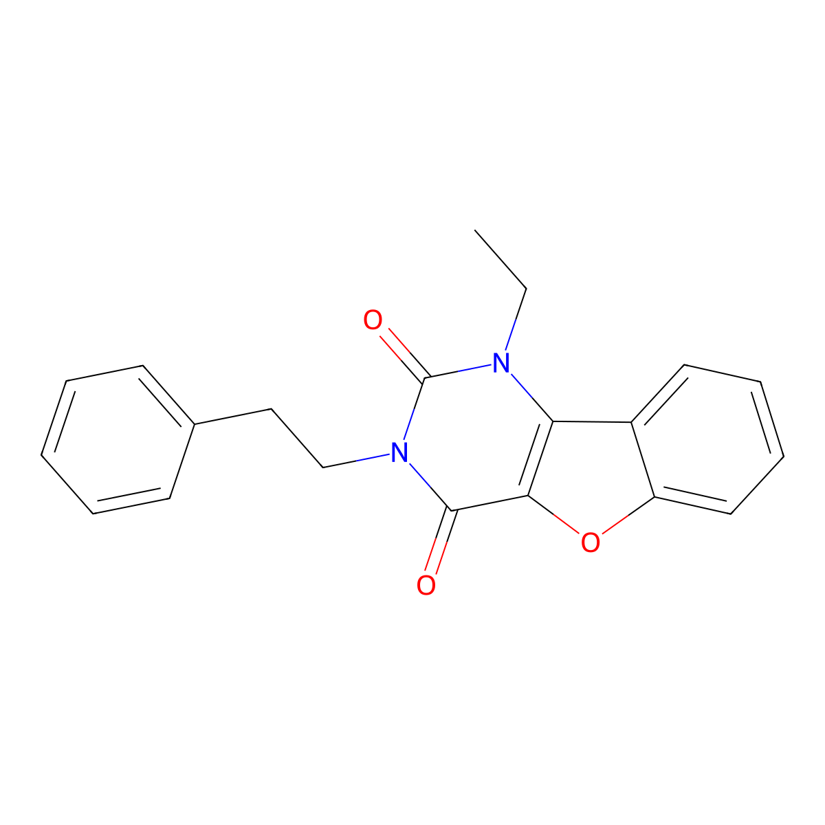 1-Ethyl-3-(2-phenylethyl)-[1]benzofuro[3,2-d]pyrimidine-2,4-dione molecular structure, CAS 2742006-45-5