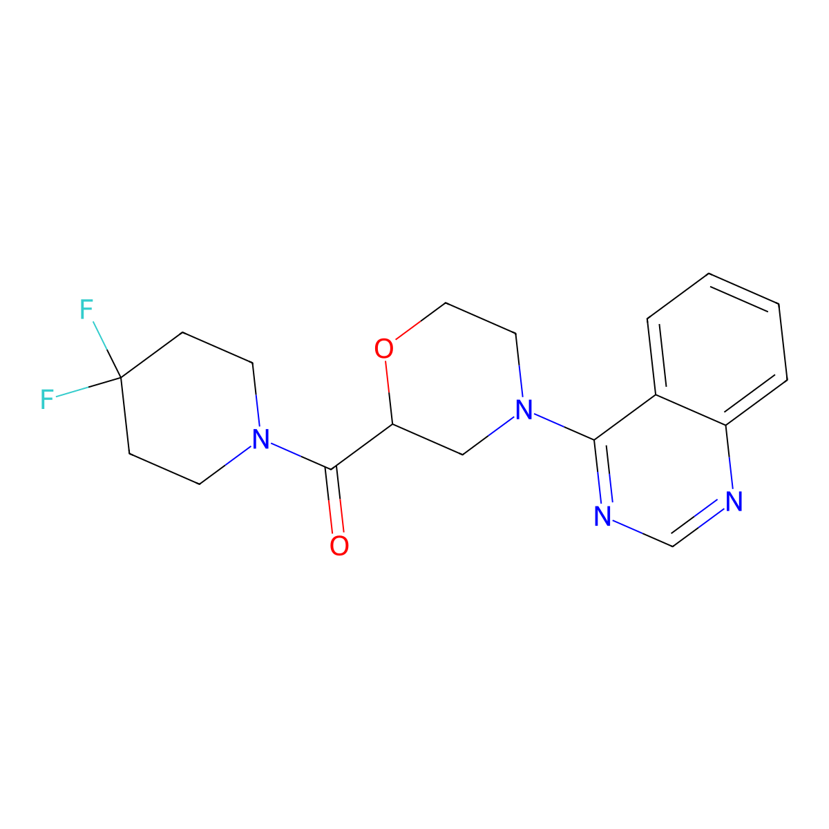 4-[2-(4,4-Difluoropiperidine-1-carbonyl)morpholin-4-yl]quinazoline molecular structure, CAS 2742006-50-2