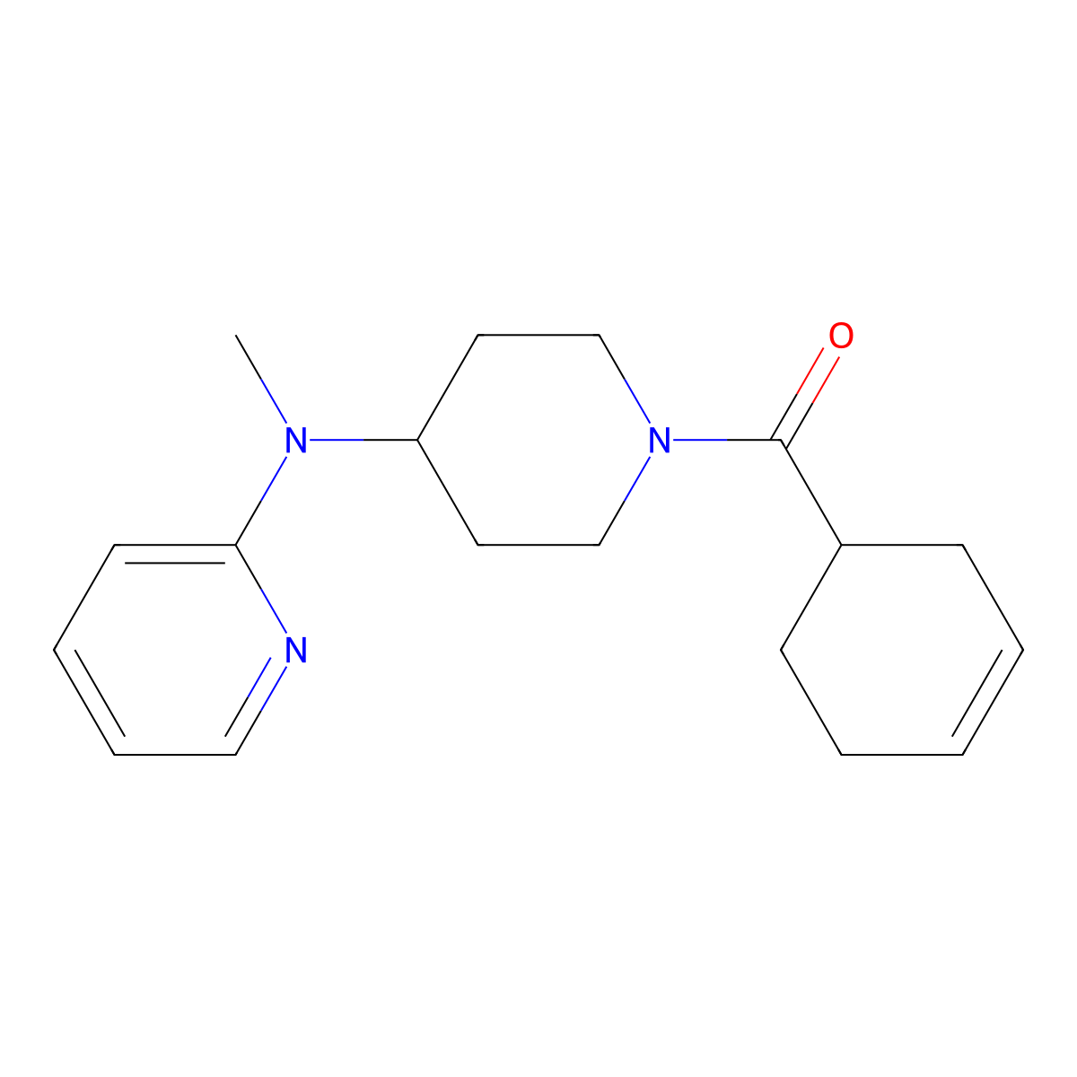 N-[1-(cyclohex-3-ene-1-carbonyl)piperidin-4-yl]-N-methylpyridin-2-amine molecular structure, CAS 2742006-53-5