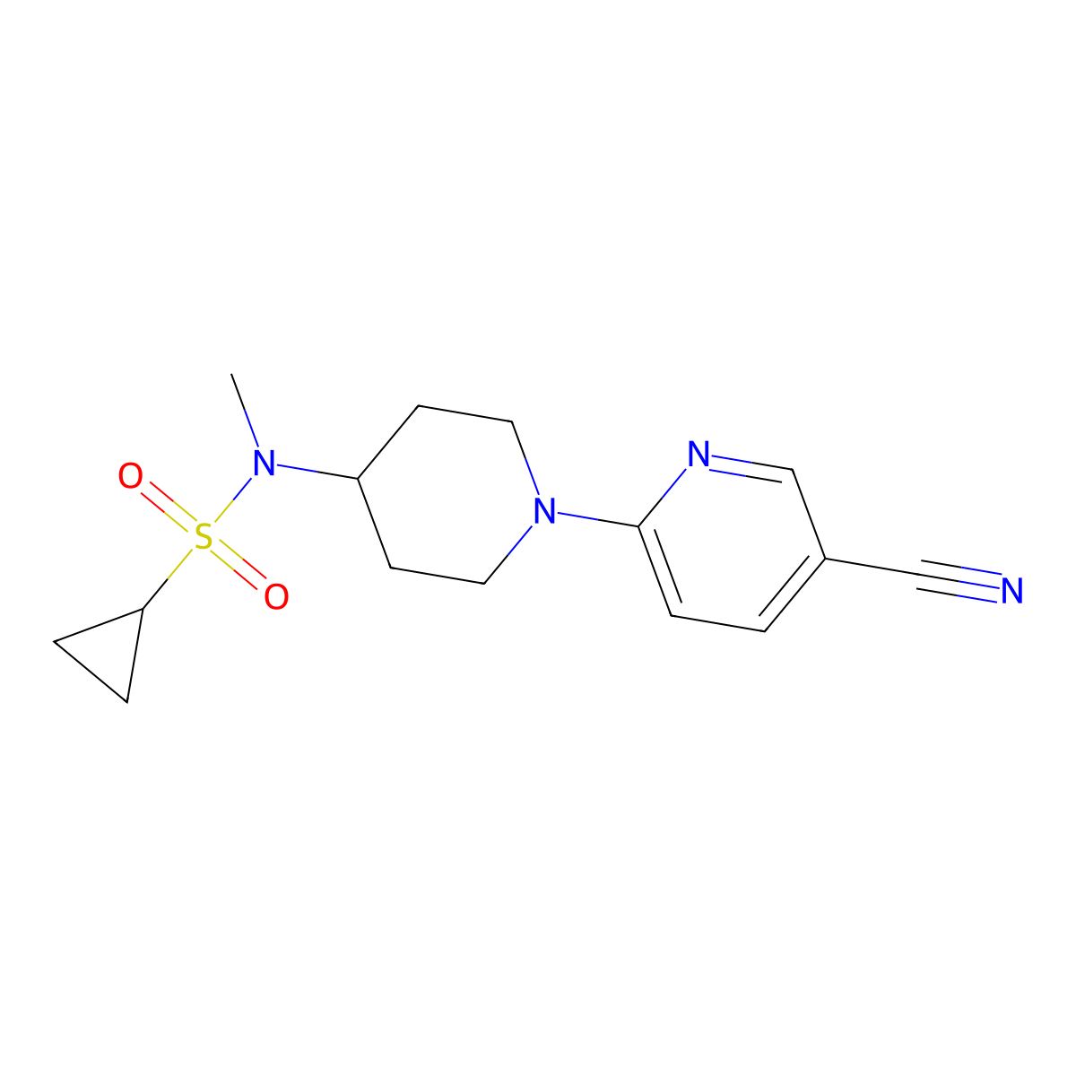 N-[1-(5-cyanopyridin-2-yl)piperidin-4-yl]-N-methylcyclopropanesulfonamide molecular structure, CAS 2742006-56-8
