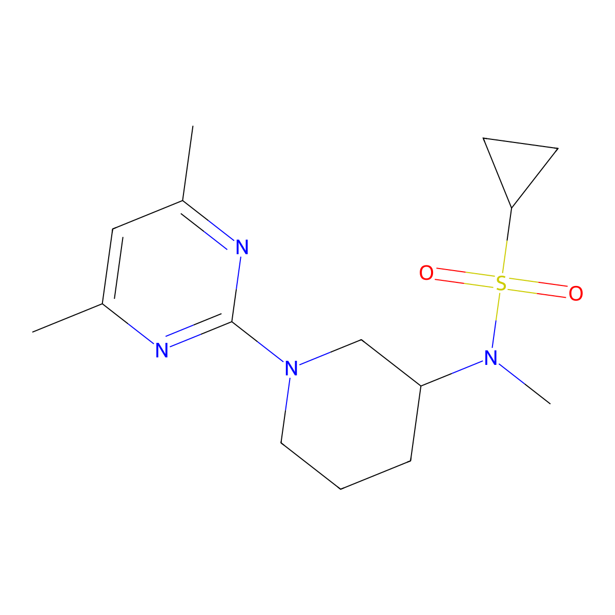 N-[1-(4,6-dimethylpyrimidin-2-yl)piperidin-3-yl]-N-methylcyclopropanesulfonamide molecular structure, CAS 2742006-61-5