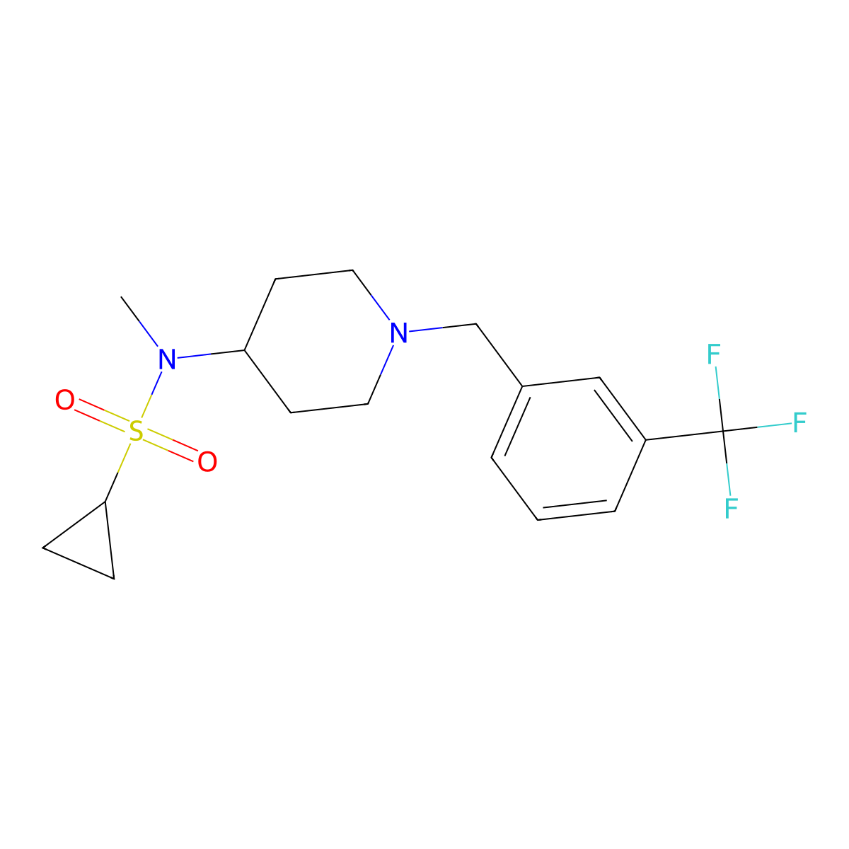 N-methyl-N-(1-{[3-(trifluoromethyl)phenyl]methyl}piperidin-4-yl)cyclopropanesulfonamide molecular structure, CAS 2742006-75-1