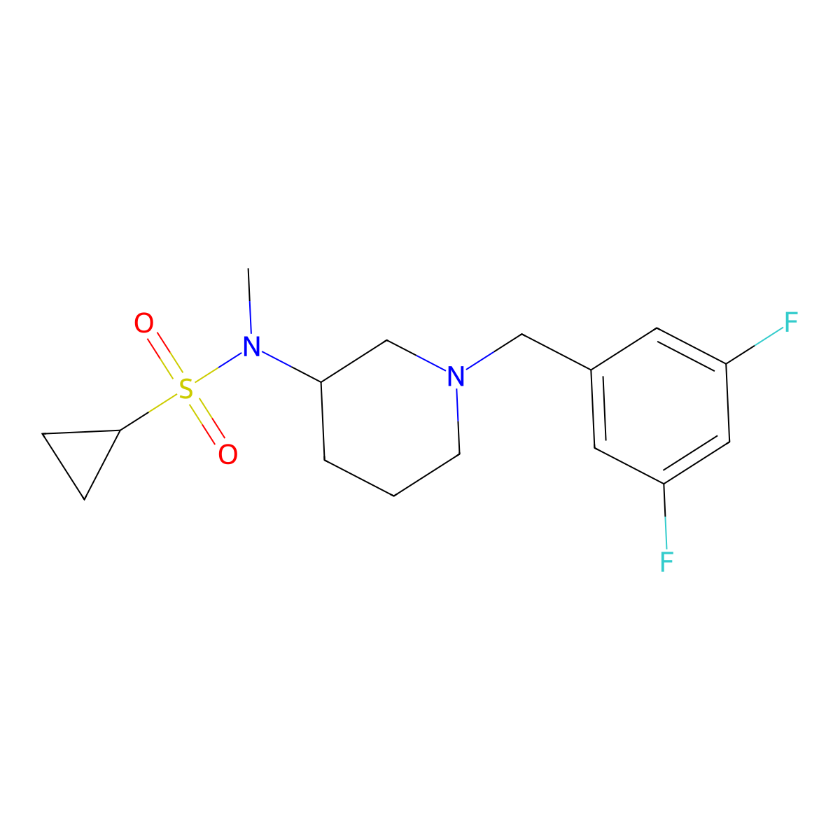 N-{1-[(3,5-difluorophenyl)methyl]piperidin-3-yl}-N-methylcyclopropanesulfonamide molecular structure, CAS 2742006-78-4