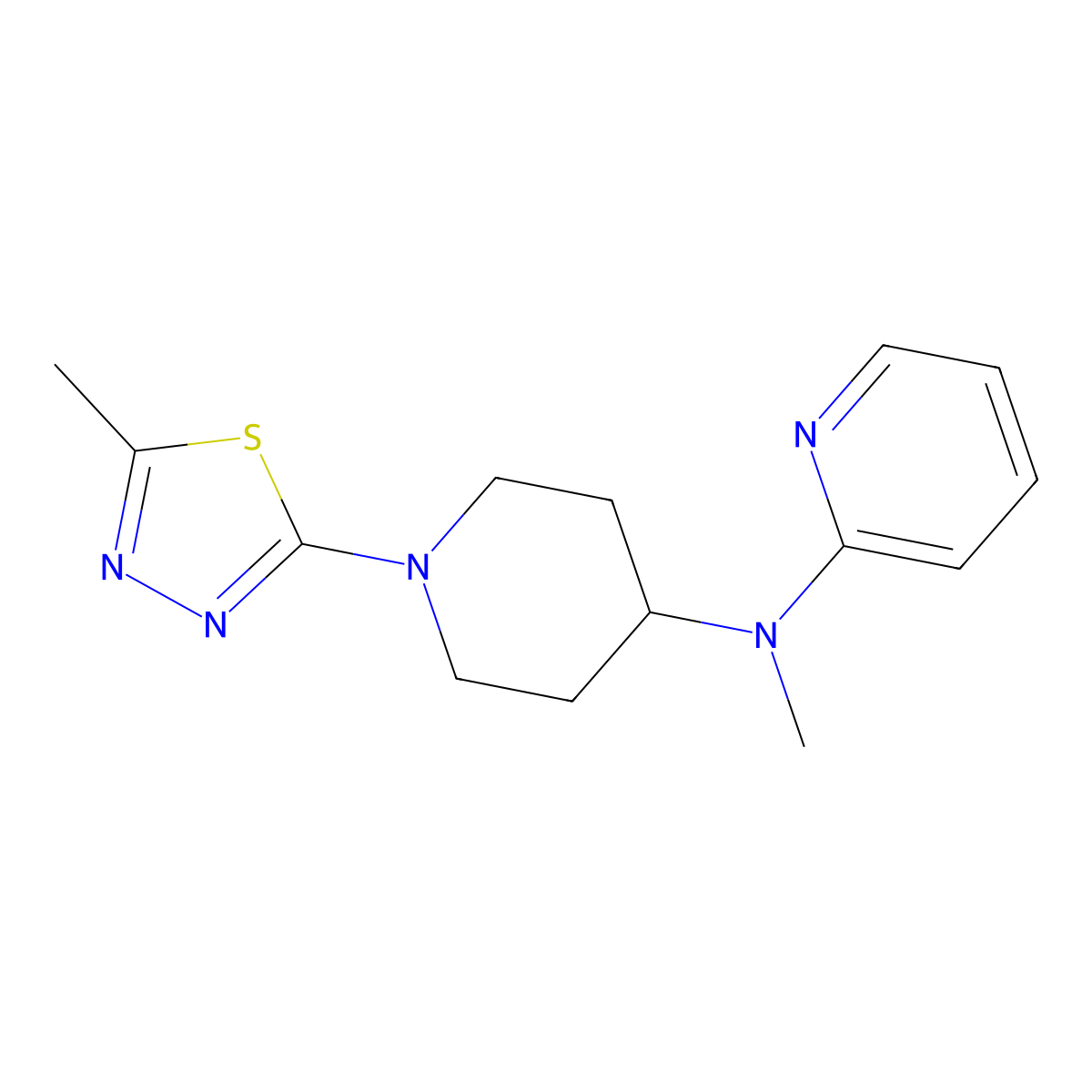 N-methyl-N-[1-(5-methyl-1,3,4-thiadiazol-2-yl)piperidin-4-yl]pyridin-2-amine molecular structure, CAS 2742006-82-0