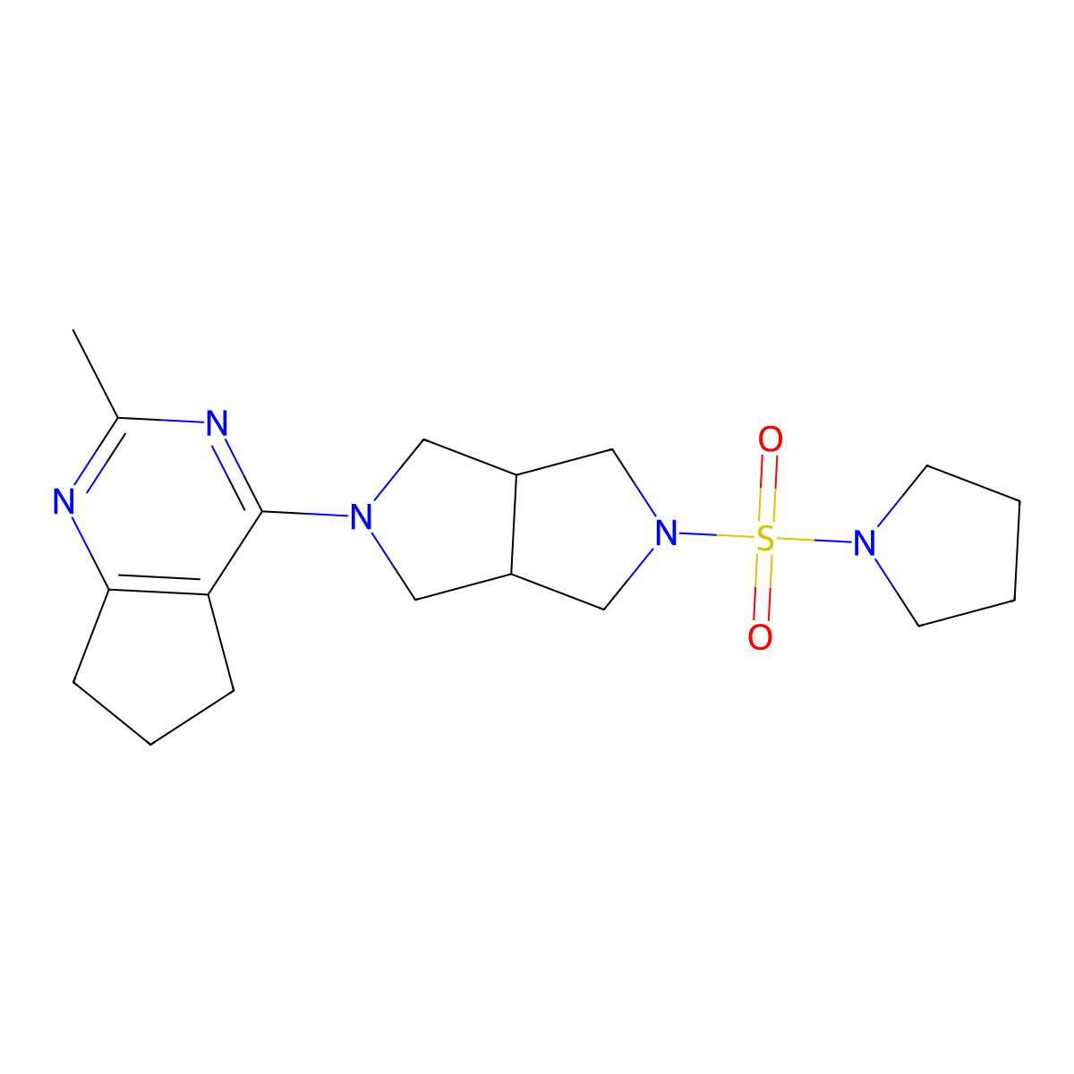 1-[(5-{2-methyl-5H,6H,7H-cyclopenta[d]pyrimidin-4-yl}-octahydropyrrolo[3,4-c]pyrrol-2-yl)sulfonyl]pyrrolidine molecular structure, CAS 2742006-83-1