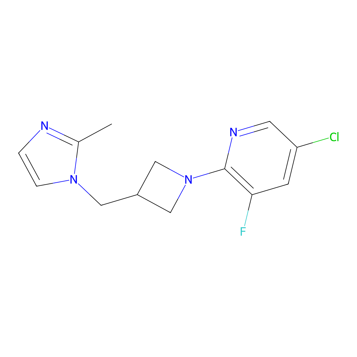 5-chloro-3-fluoro-2-{3-[(2-methyl-1H-imidazol-1-yl)methyl]azetidin-1-yl}pyridine molecular structure, CAS 2742006-91-1