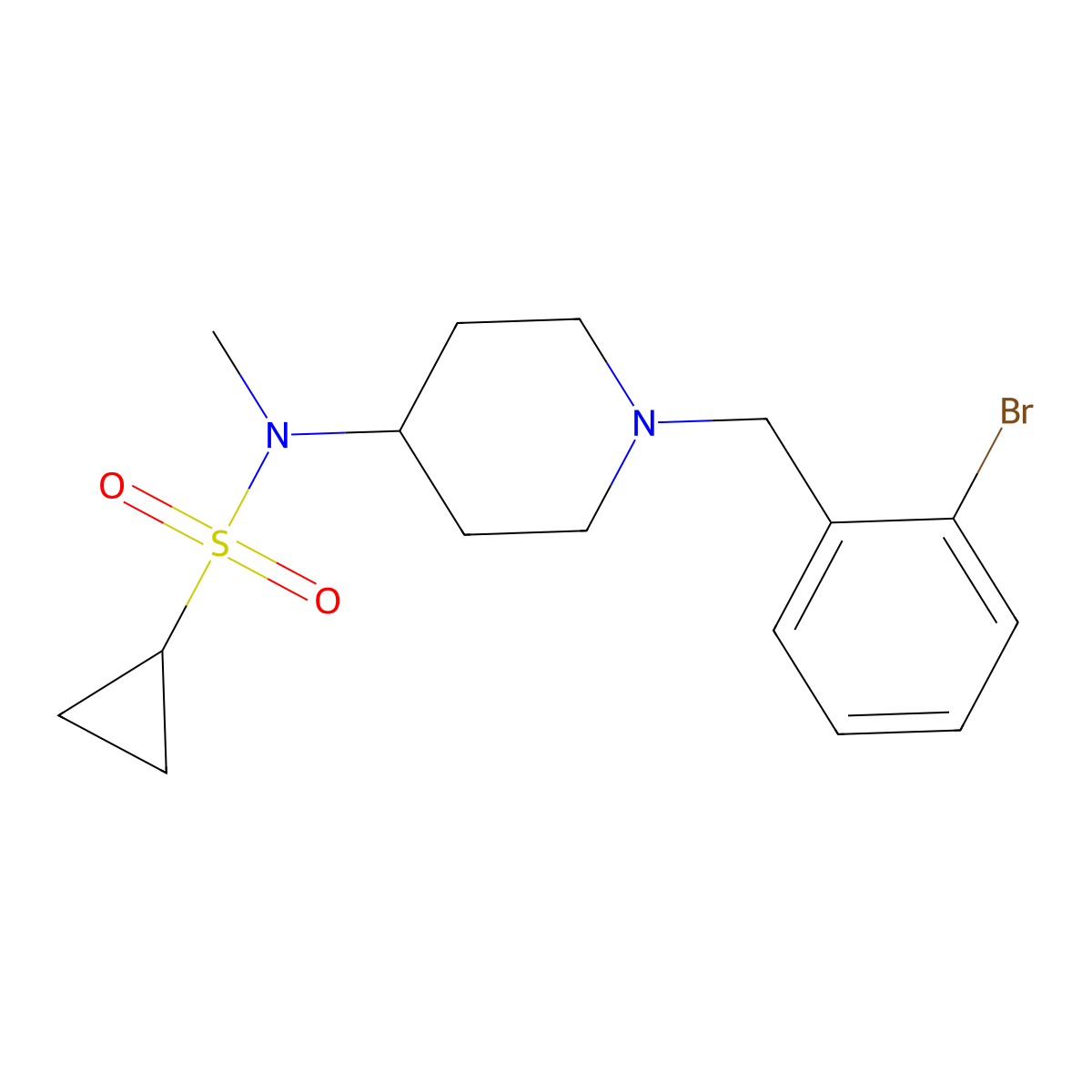 N-{1-[(2-bromophenyl)methyl]piperidin-4-yl}-N-methylcyclopropanesulfonamide molecular structure, CAS 2742006-93-3
