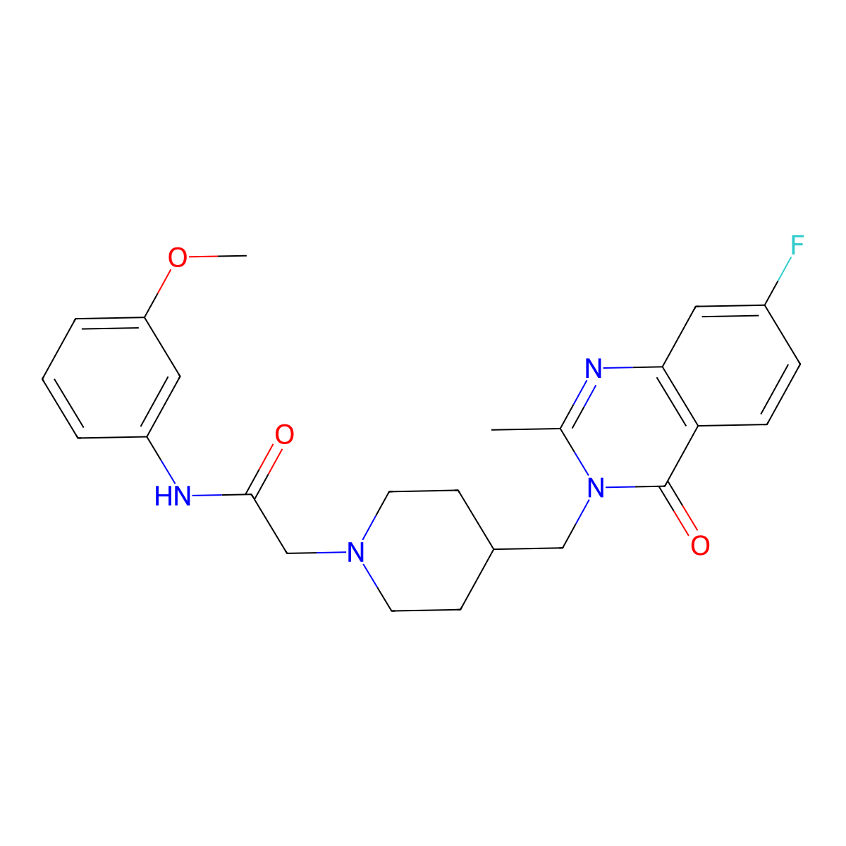 2-{4-[(7-fluoro-2-methyl-4-oxo-3,4-dihydroquinazolin-3-yl)methyl]piperidin-1-yl}-N-(3-methoxyphenyl)acetamide molecular structure, CAS 2742006-94-4