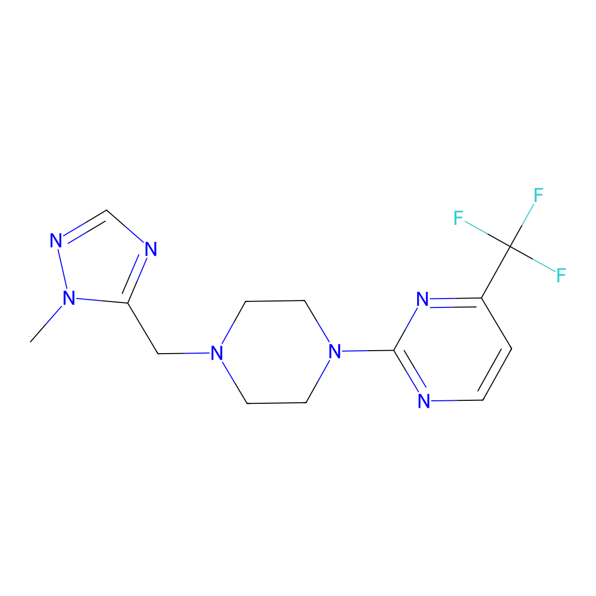 2-{4-[(1-methyl-1H-1,2,4-triazol-5-yl)methyl]piperazin-1-yl}-4-(trifluoromethyl)pyrimidine molecular structure, CAS 2742006-97-7