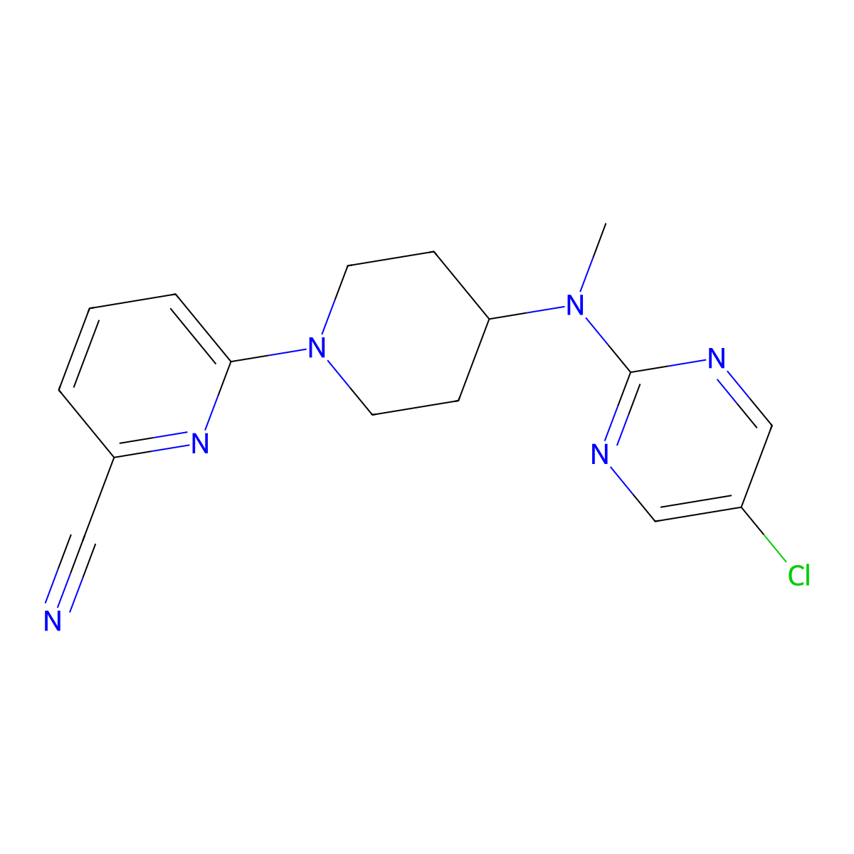 6-{4-[(5-Chloropyrimidin-2-yl)(methyl)amino]piperidin-1-yl}pyridine-2-carbonitrile molecular structure, CAS 2742006-98-8