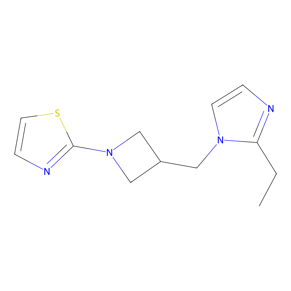 2-{3-[(2-ethyl-1H-imidazol-1-yl)methyl]azetidin-1-yl}-1,3-thiazole molecular structure, CAS 2742007-00-5