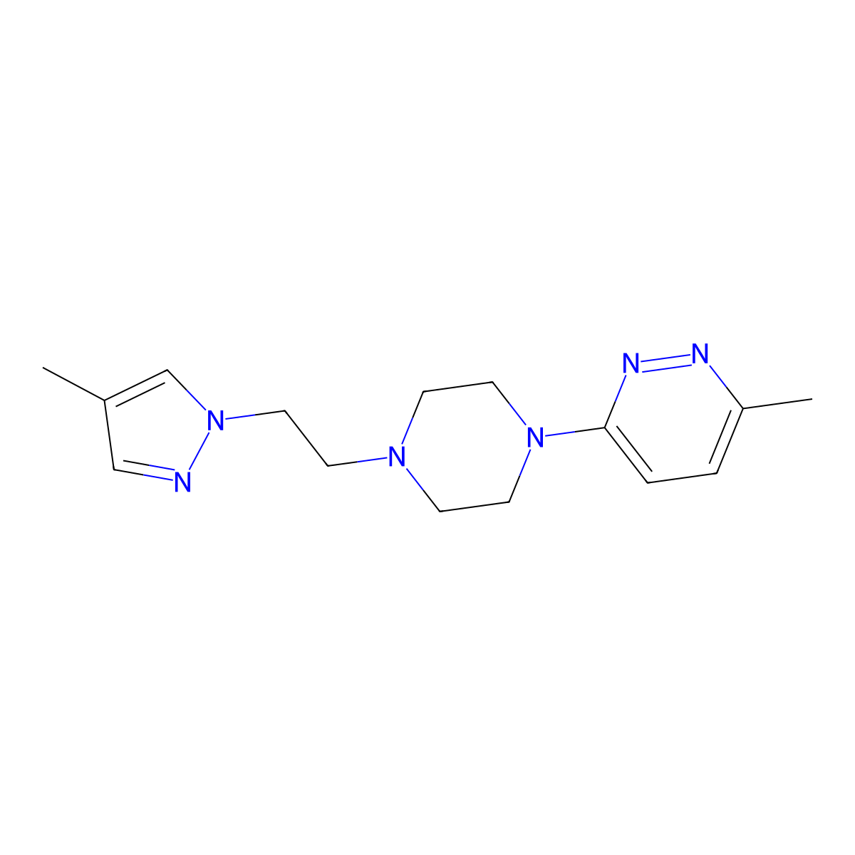 3-methyl-6-{4-[2-(4-methyl-1H-pyrazol-1-yl)ethyl]piperazin-1-yl}pyridazine molecular structure, CAS 2742007-03-8